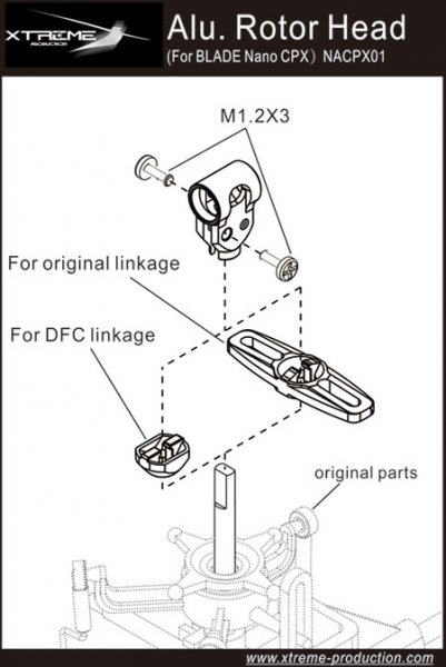 Alu. Rotor Head -Nano CPX &CPS - Click Image to Close