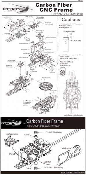 Carbon Fiber Frame w/ Xtreme Skid W46009 (V120D02, D02S) - Click Image to Close