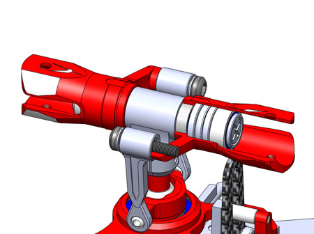 Alu. Main Blade Grip w/ Thrust Bearing (Red) - Trex 150 - Click Image to Close