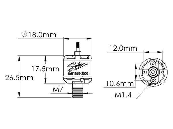 Spin Brushless Motor 3300kv (18D x 9H mm) -200QX (1pcs, Reverse) - Click Image to Close